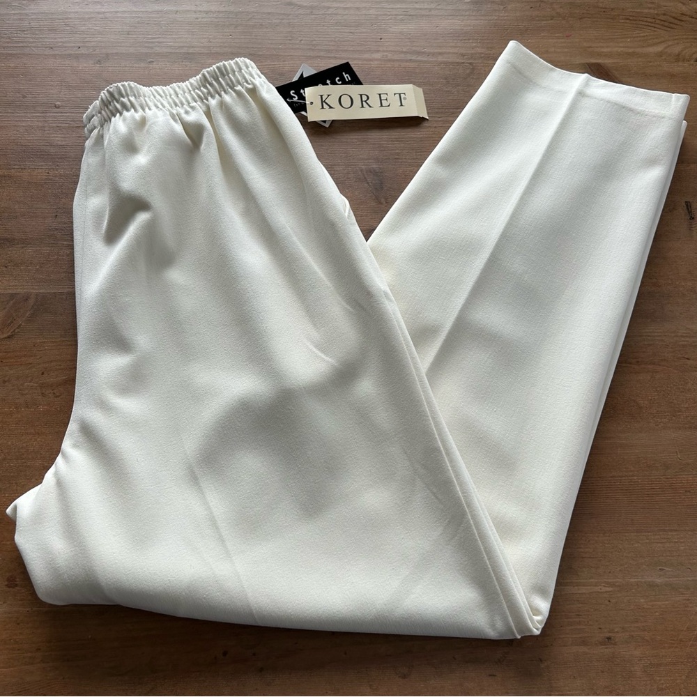 Vintage Koret Ivory Lined Trousers NWT Elastic waist